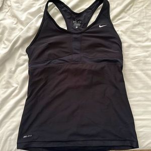 Black Nike racerback tank with shelf bra, size L